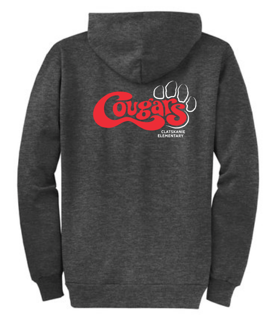 Clatskanie Elementary Cougars: Full-Zip Hooded Sweatshirt: Back